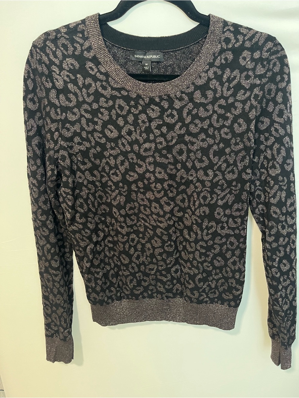 Banana Republic Black and Metallic Brown Leopard Knit Sweater - Picture 3 of 7